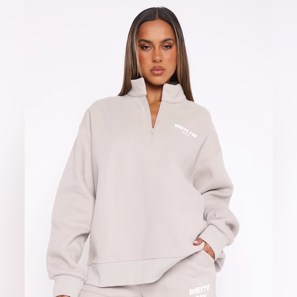 White Fox half zip sweater